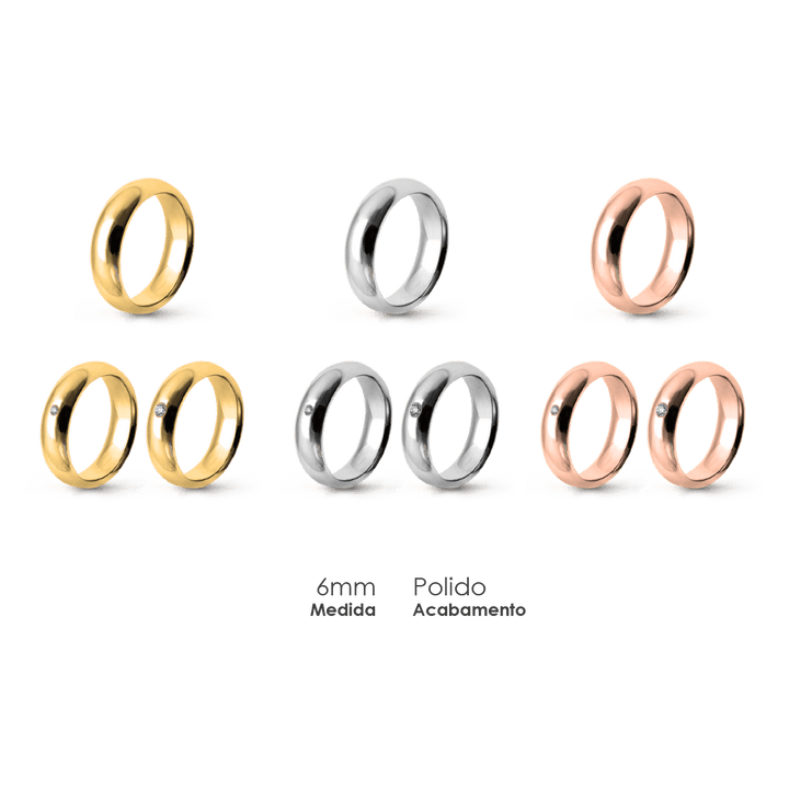 Aliança Wedding Essential Meia Cana Alta Amendoada