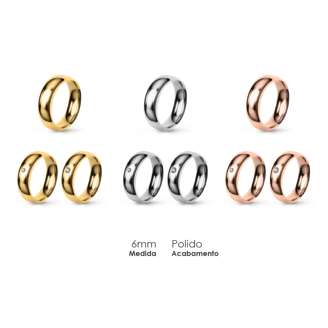 Aliança Wedding Essential Meia Cana Extra Amendoada