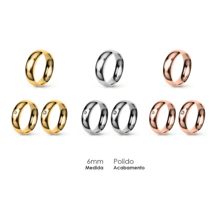 Aliança Wedding Essential Meia Cana Extra Amendoada