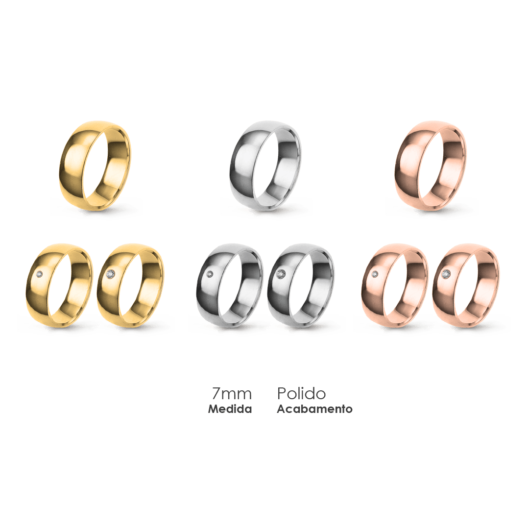 Aliança Wedding Essential Meia Cana Baixa Amendoada