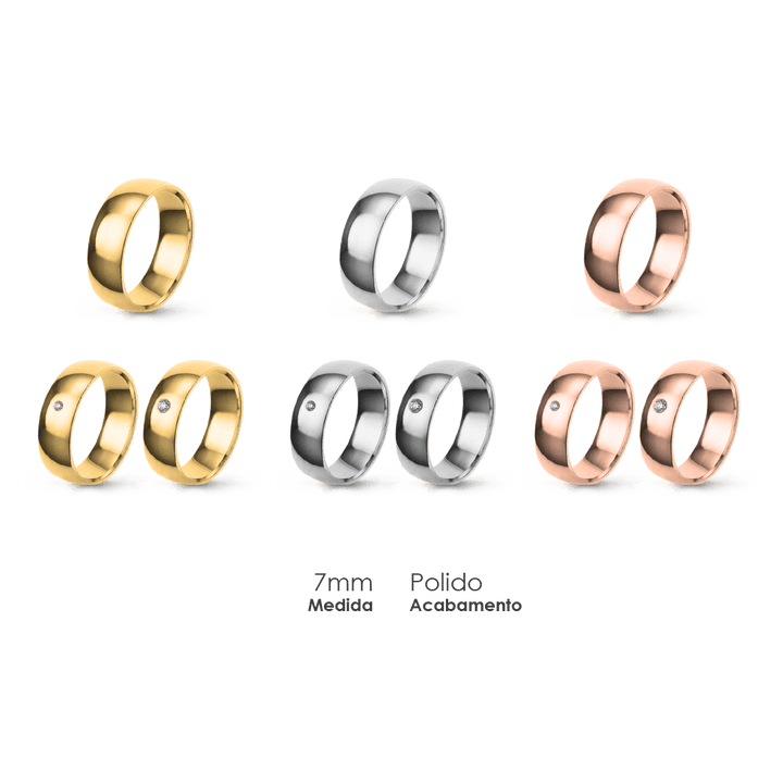 Aliança Wedding Essential Meia Cana Baixa Amendoada