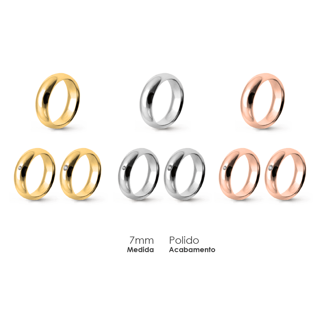 Aliança Wedding Essential Meia Cana Alta Amendoada