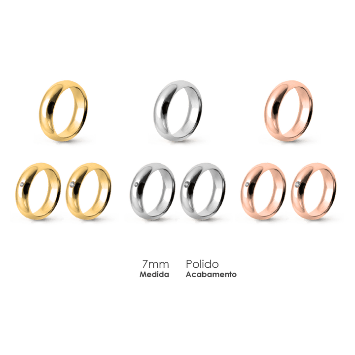 Aliança Wedding Essential Meia Cana Alta Amendoada