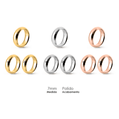 Aliança Wedding Essential Meia Cana Alta Amendoada