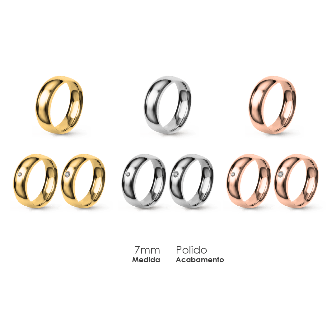 Aliança Wedding Essential Meia Cana Extra Amendoada