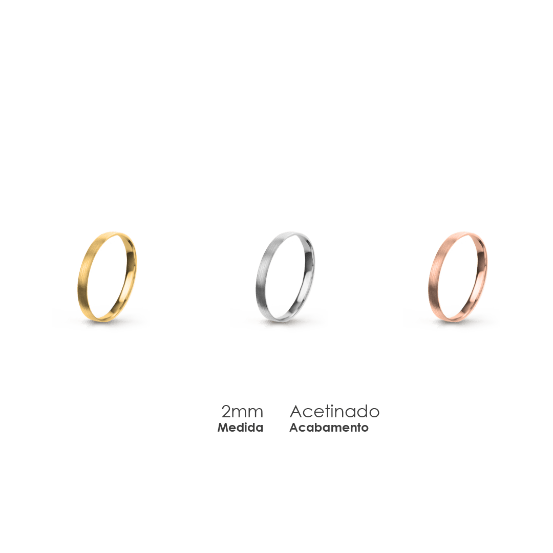 Aliança Wedding Essential Meia Cana Baixa Amendoada
