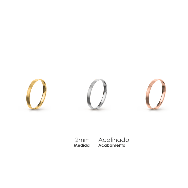 Aliança Wedding Essential Meia Cana Baixa Amendoada