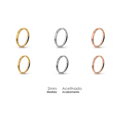 Aliança Wedding Essential Meia Cana Alta Amendoada