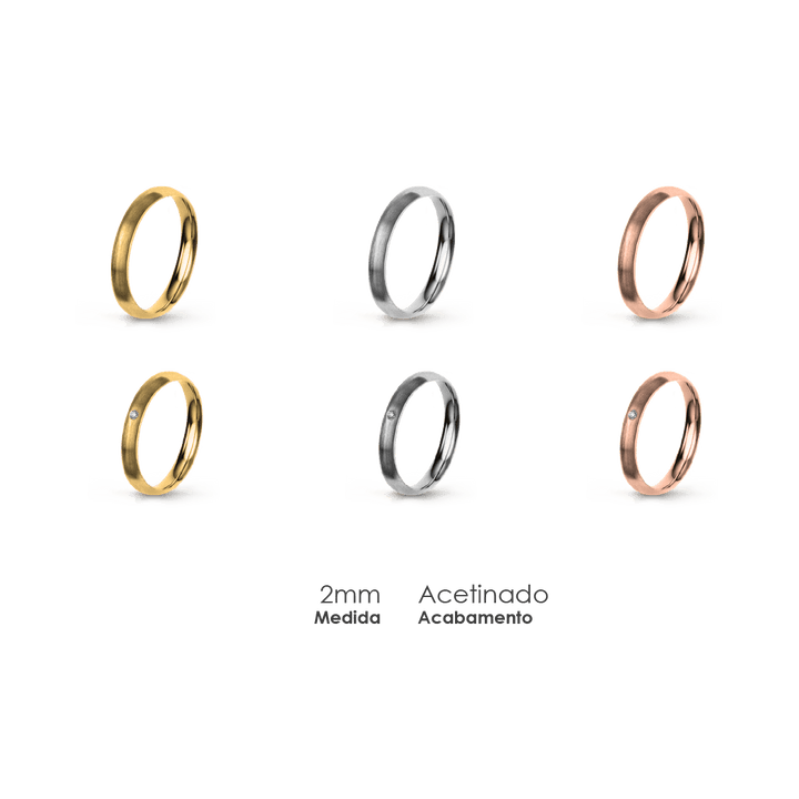 Aliança Wedding Essential Meia Cana Extra Amendoada