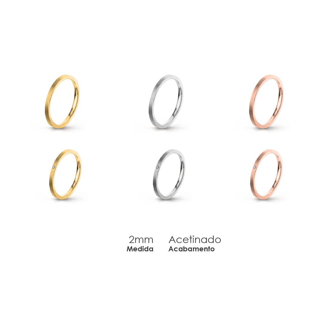 Aliança Wedding Essential Plana Amendoada