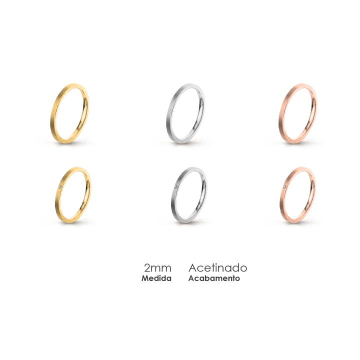 Aliança Wedding Essential Plana Amendoada