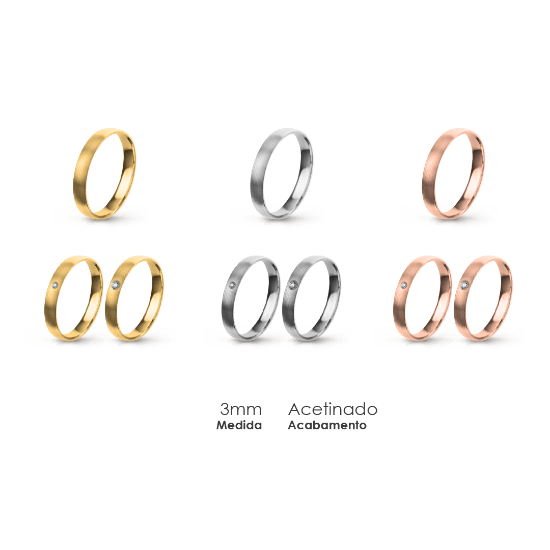 Aliança Wedding Essential Meia Cana Baixa Amendoada