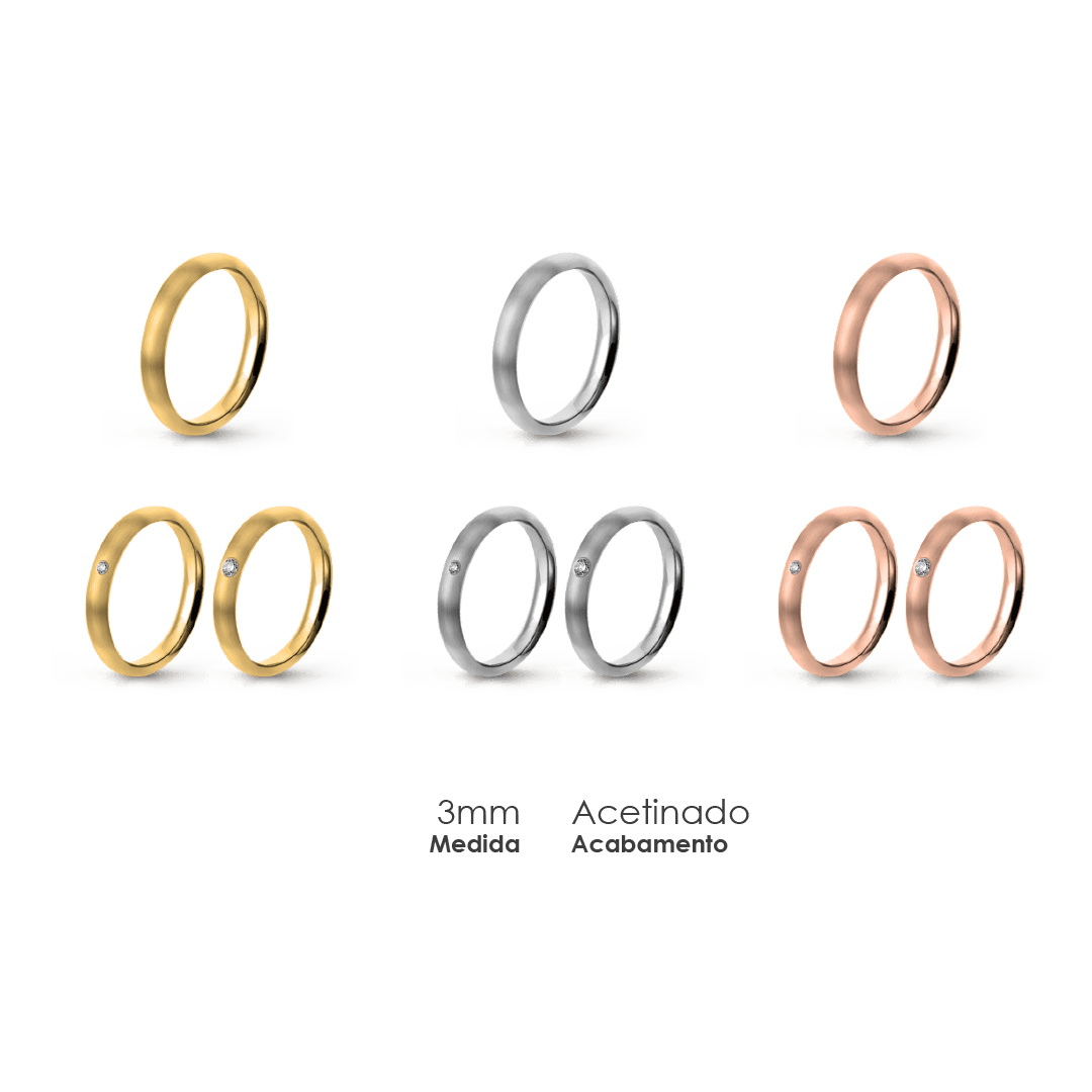 Aliança Wedding Essential Meia Cana Alta Amendoada