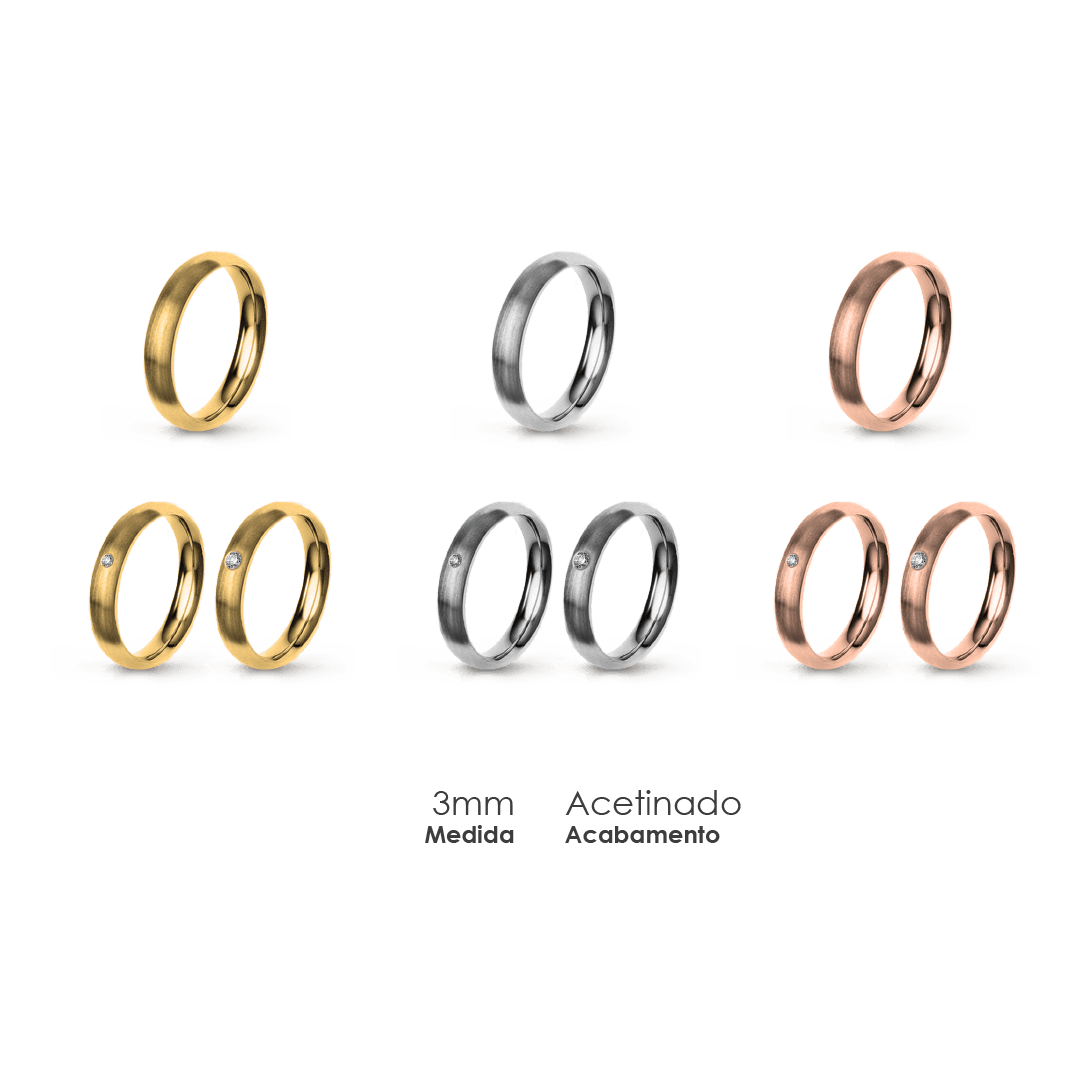 Aliança Wedding Essential Meia Cana Extra Amendoada