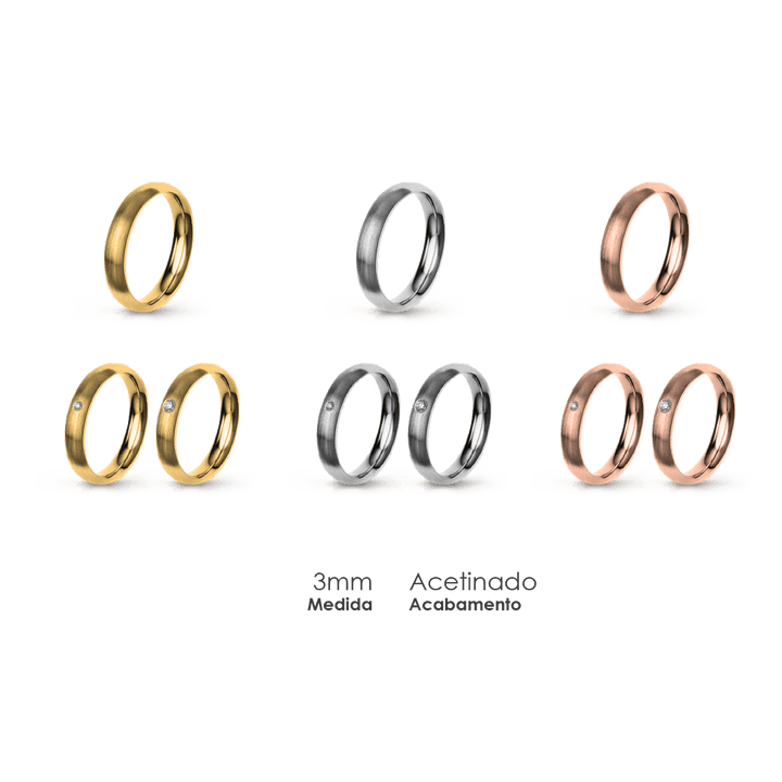 Aliança Wedding Essential Meia Cana Extra Amendoada