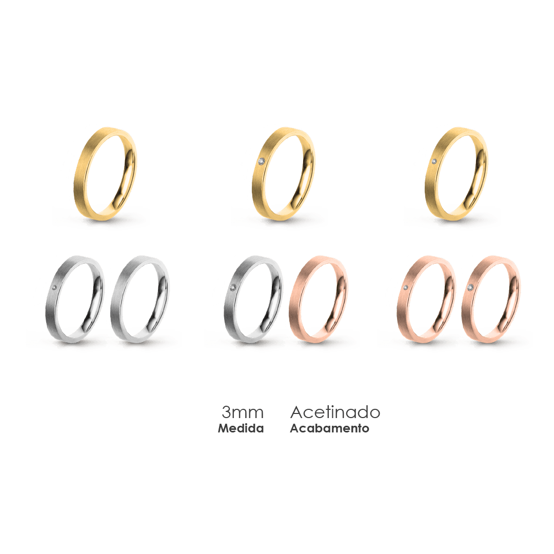 Aliança Wedding Essential Plana Amendoada