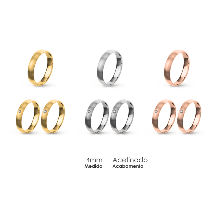 Aliança Wedding Essential Meia Cana Baixa Amendoada