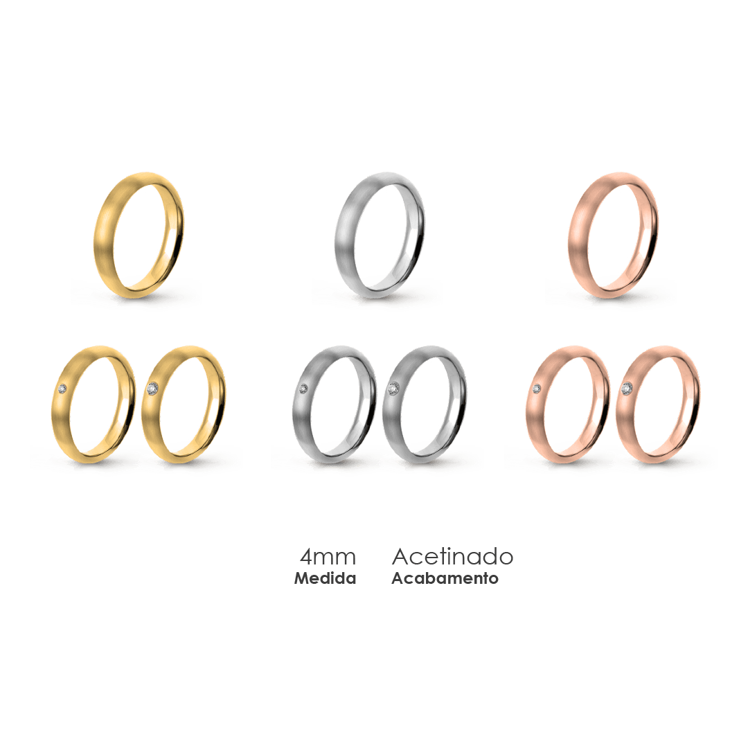 Aliança Wedding Essential Meia Cana Alta Amendoada