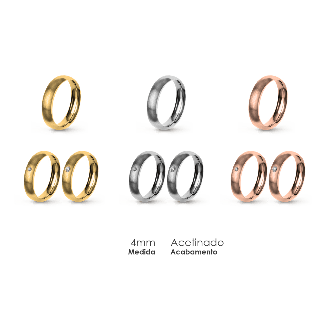 Aliança Wedding Essential Meia Cana Extra Amendoada