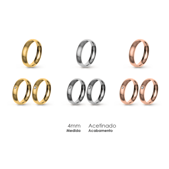 Aliança Wedding Essential Meia Cana Extra Amendoada