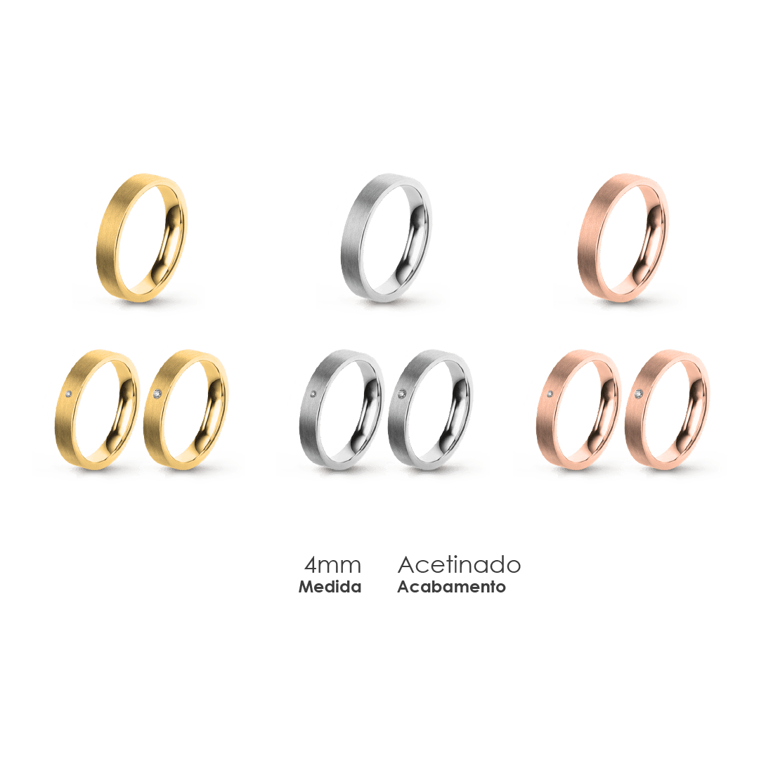 Aliança Wedding Essential Plana Amendoada