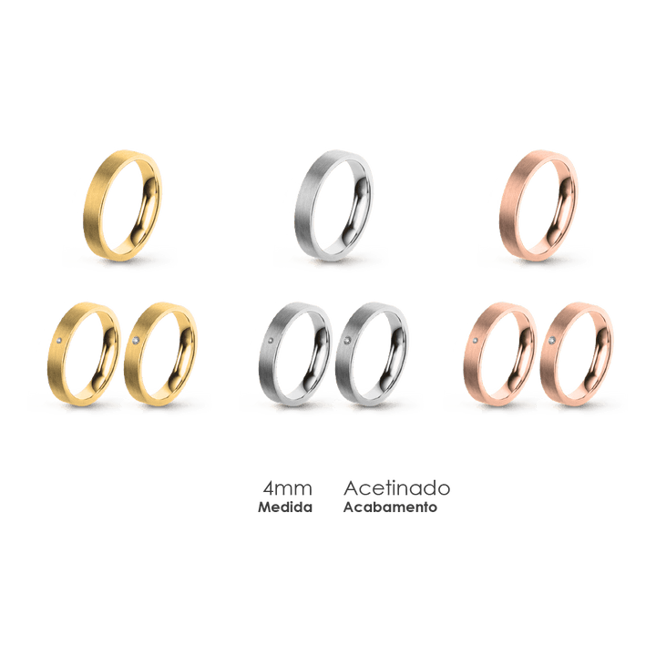 Aliança Wedding Essential Plana Amendoada