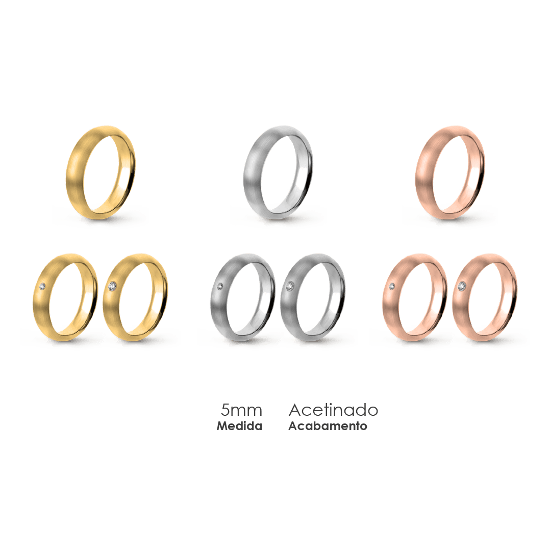 Aliança Wedding Essential Meia Cana Alta Amendoada