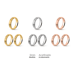 Aliança Wedding Essential Meia Cana Alta Amendoada