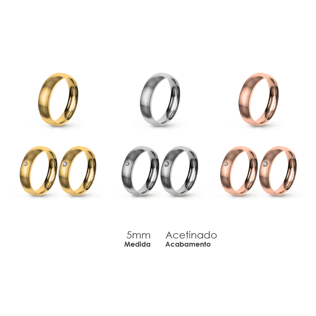 Aliança Wedding Essential Meia Cana Extra Amendoada