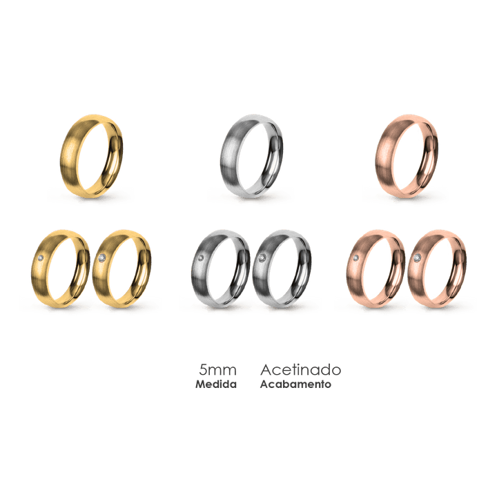 Aliança Wedding Essential Meia Cana Extra Amendoada