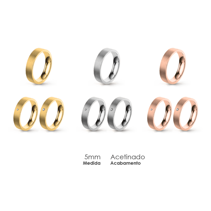 Aliança Wedding Essential Plana Amendoada