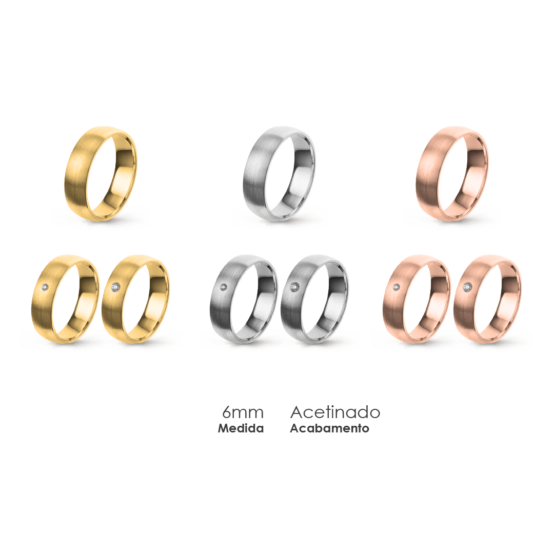 Aliança Wedding Essential Meia Cana Baixa Amendoada