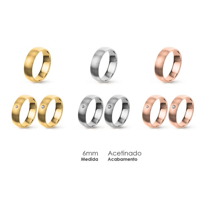 Aliança Wedding Essential Meia Cana Baixa Amendoada