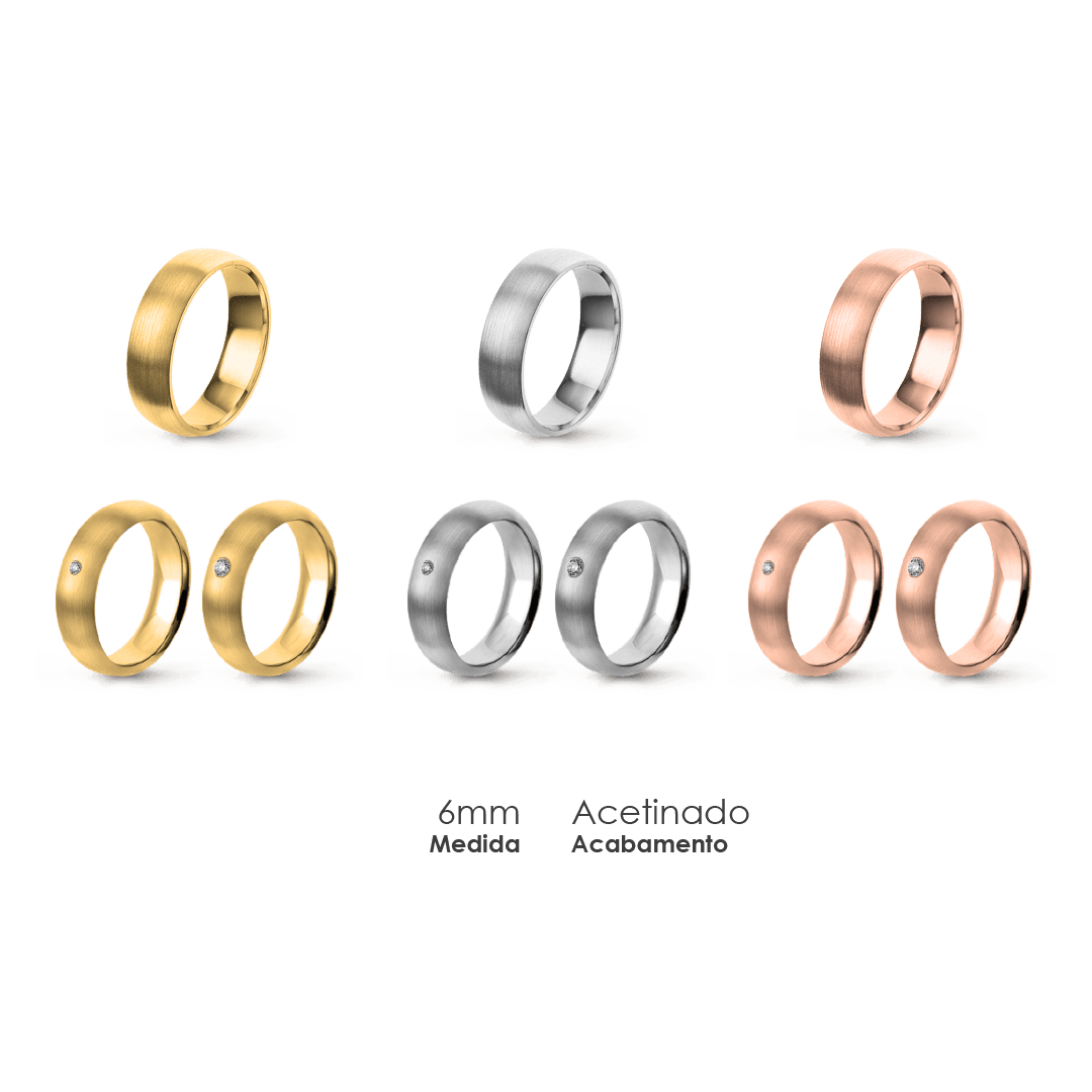 Aliança Wedding Essential Meia Cana Alta Amendoada
