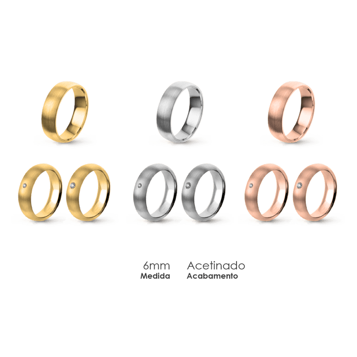 Aliança Wedding Essential Meia Cana Alta Amendoada