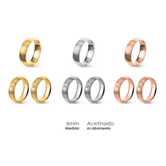 Aliança Wedding Essential Meia Cana Alta Amendoada