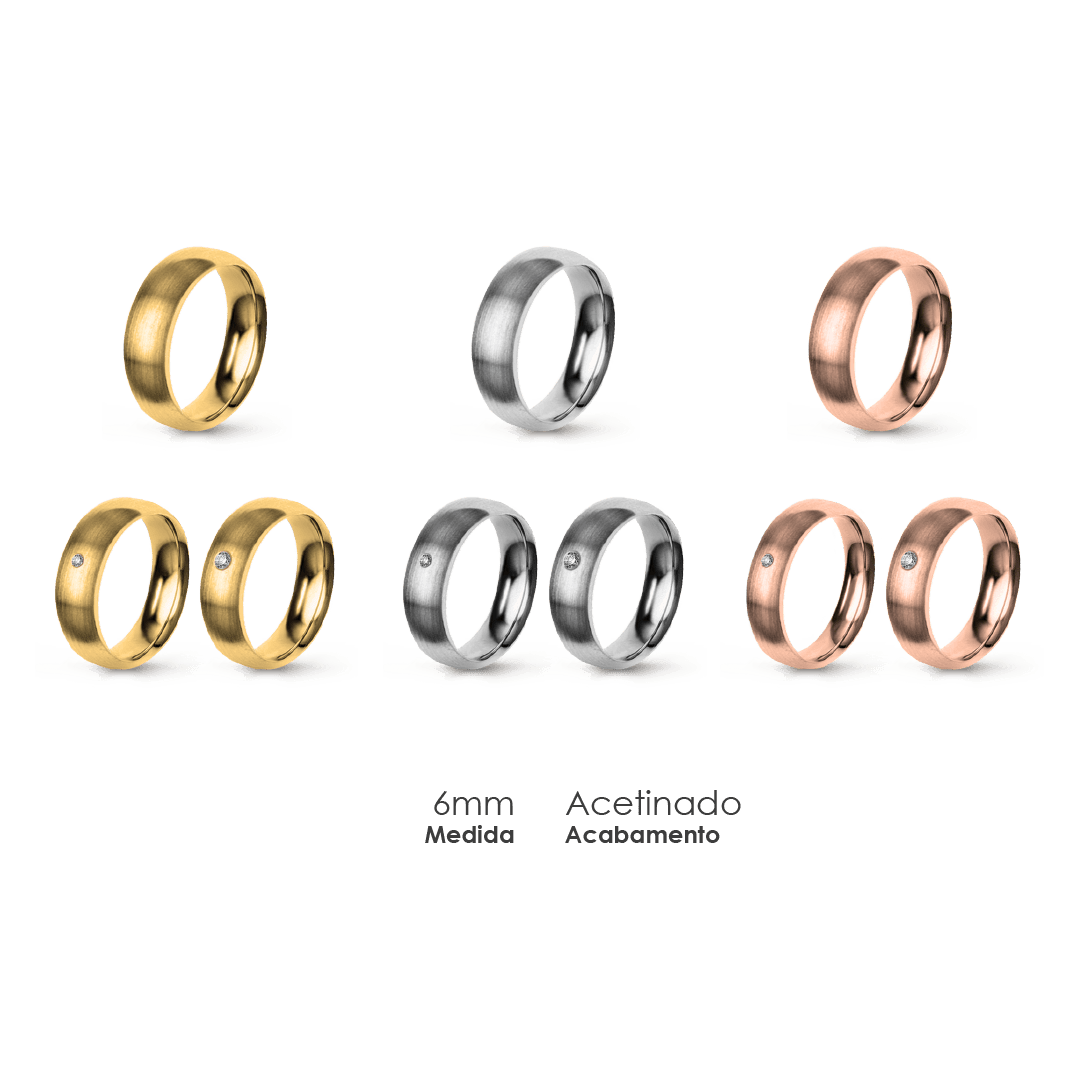 Aliança Wedding Essential Meia Cana Extra Amendoada