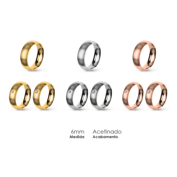 Aliança Wedding Essential Meia Cana Extra Amendoada