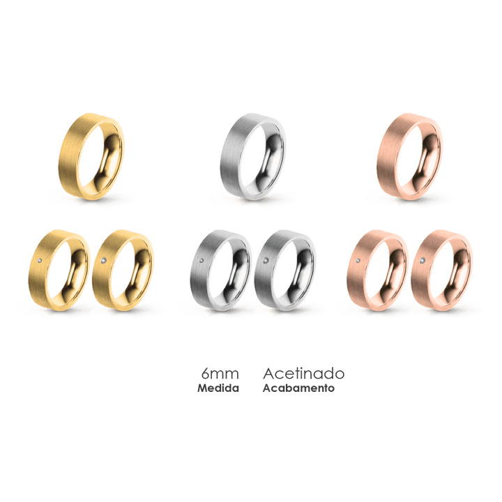 Aliança Wedding Essential Plana Amendoada