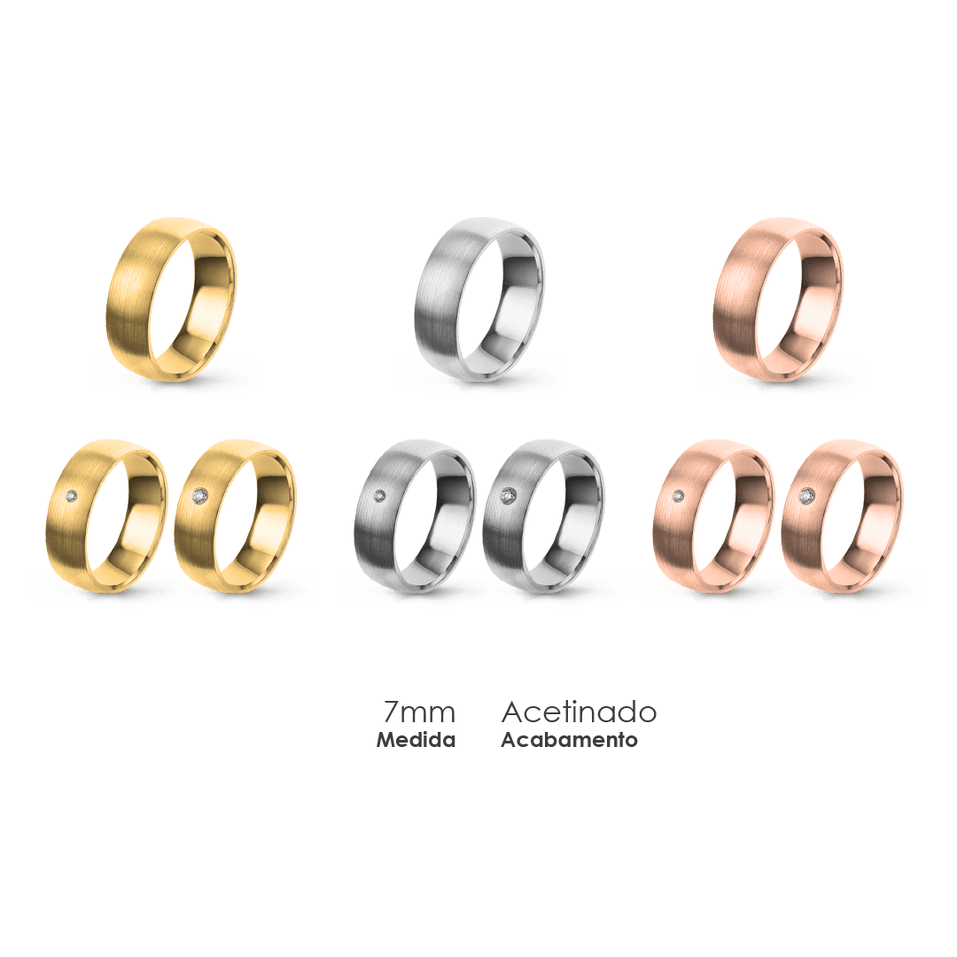 Aliança Wedding Essential Meia Cana Baixa Amendoada