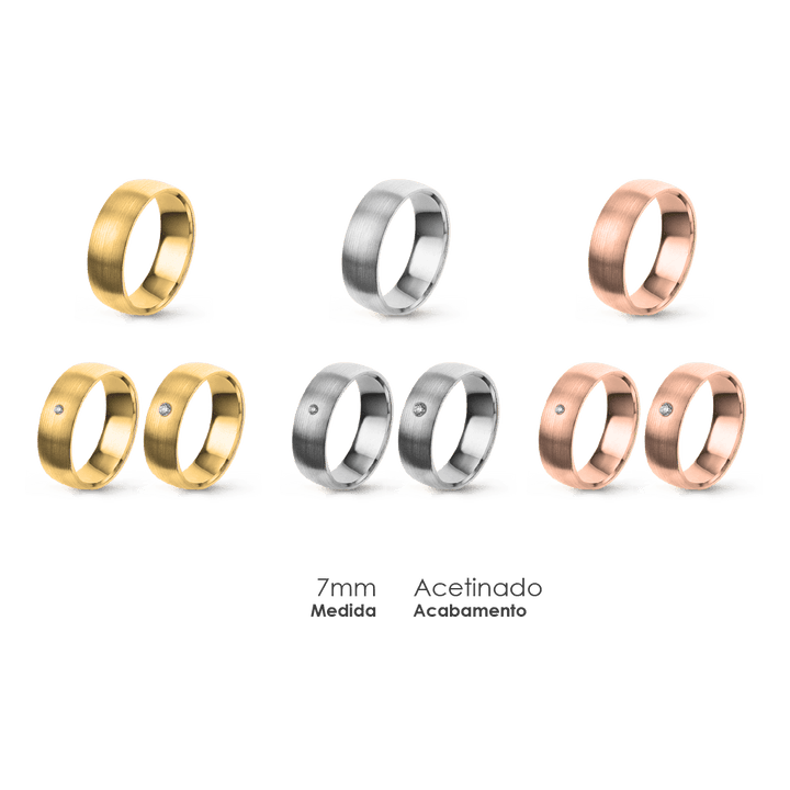 Aliança Wedding Essential Meia Cana Baixa Amendoada