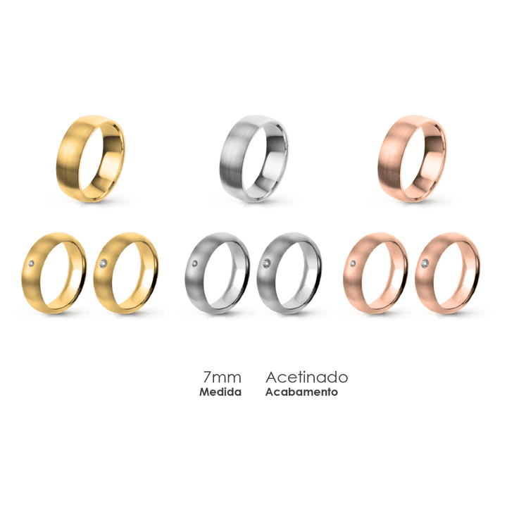 Aliança Wedding Essential Meia Cana Alta Amendoada