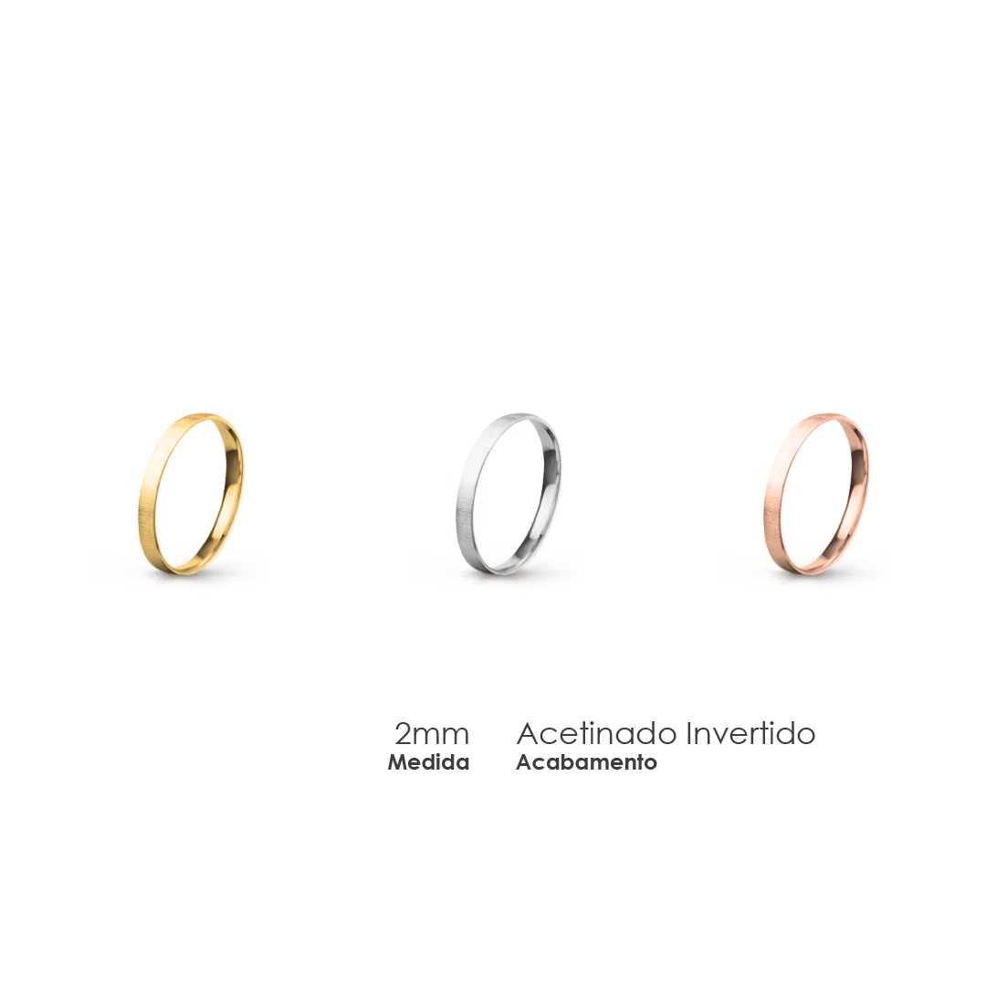 Aliança Wedding Essential Meia Cana Baixa Amendoada