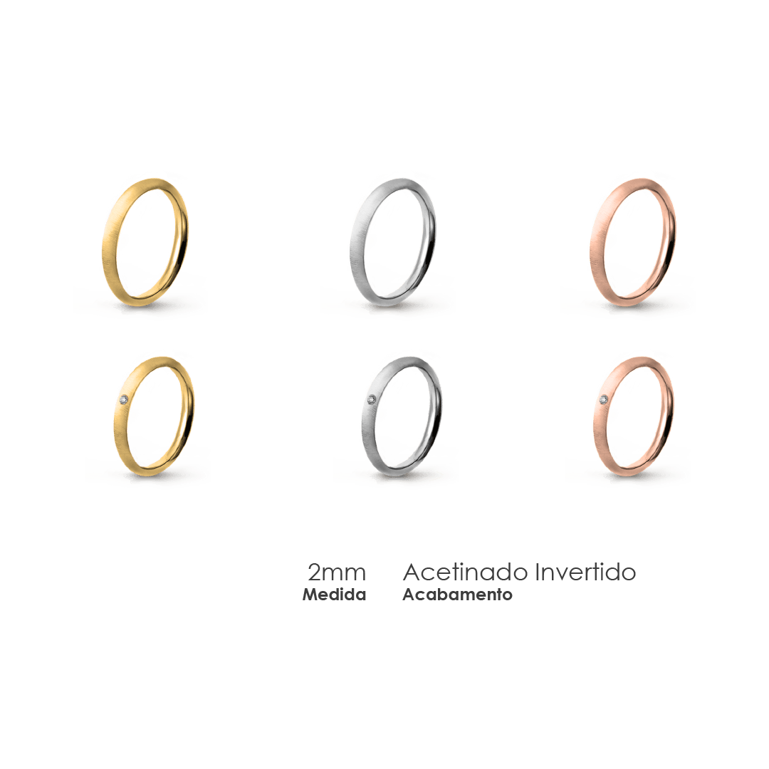 Aliança Wedding Essential Meia Cana Alta Amendoada