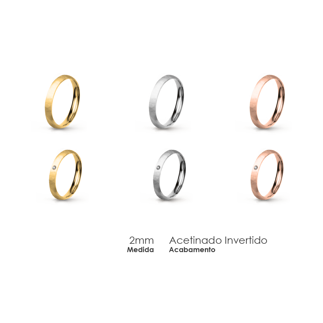 Aliança Wedding Essential Meia Cana Extra Amendoada