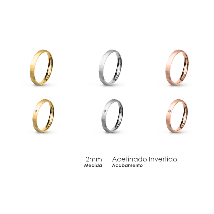 Aliança Wedding Essential Meia Cana Extra Amendoada