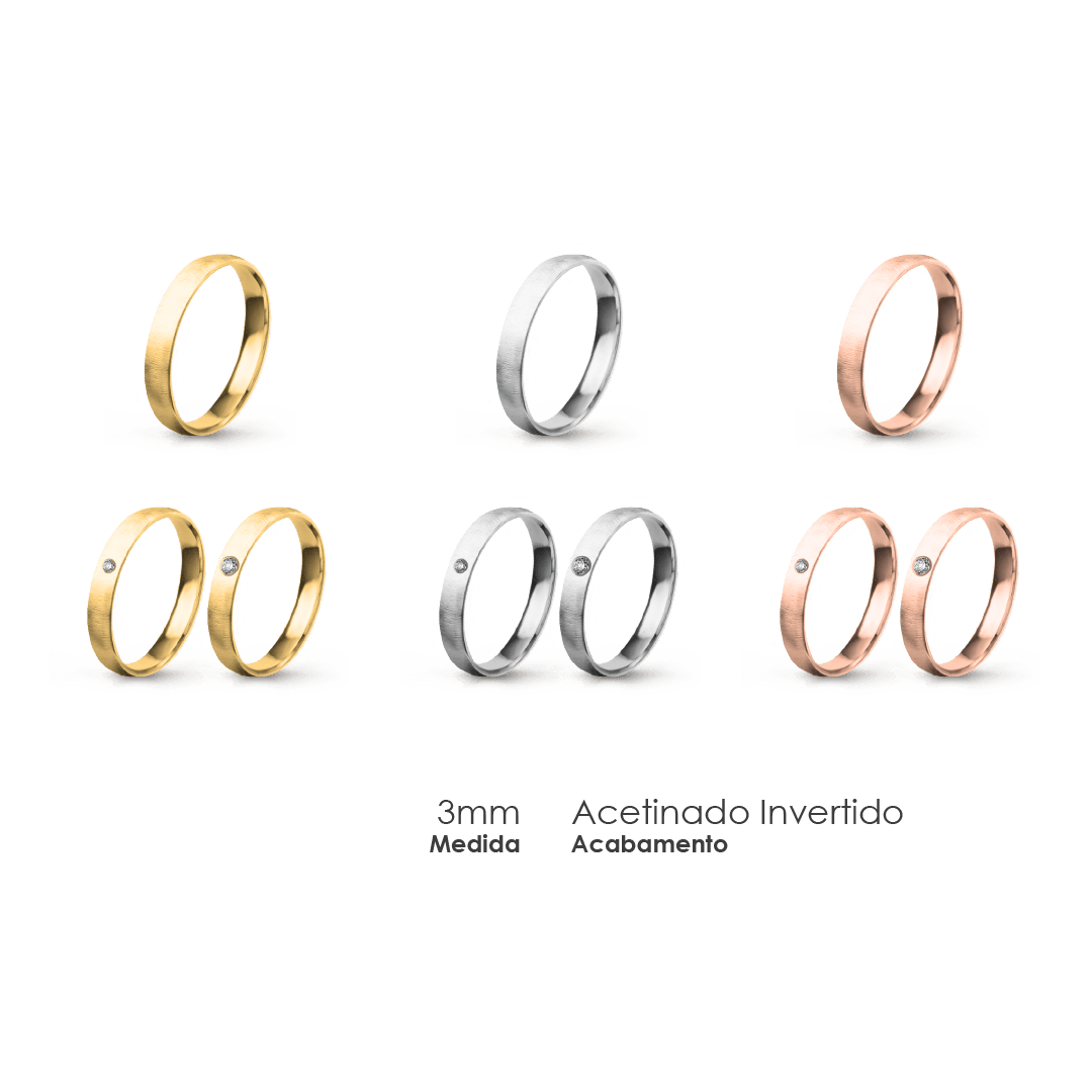 Aliança Wedding Essential Meia Cana Baixa Amendoada