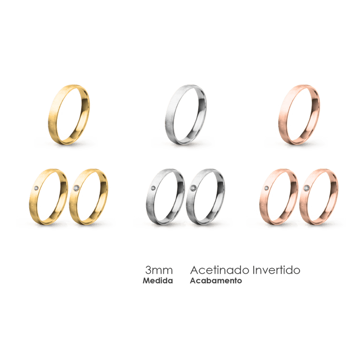 Aliança Wedding Essential Meia Cana Baixa Amendoada