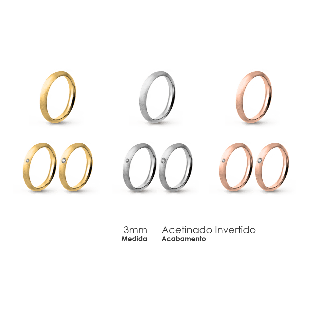 Aliança Wedding Essential Meia Cana Alta Amendoada