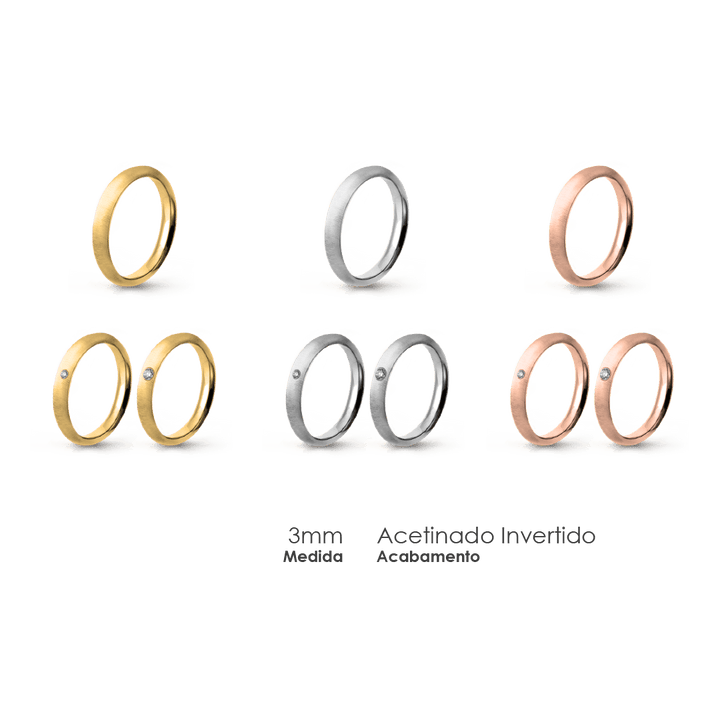 Aliança Wedding Essential Meia Cana Alta Amendoada